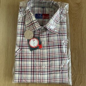 Men's Classic Plaid Button-Down Shirt - Red, Blue, and White